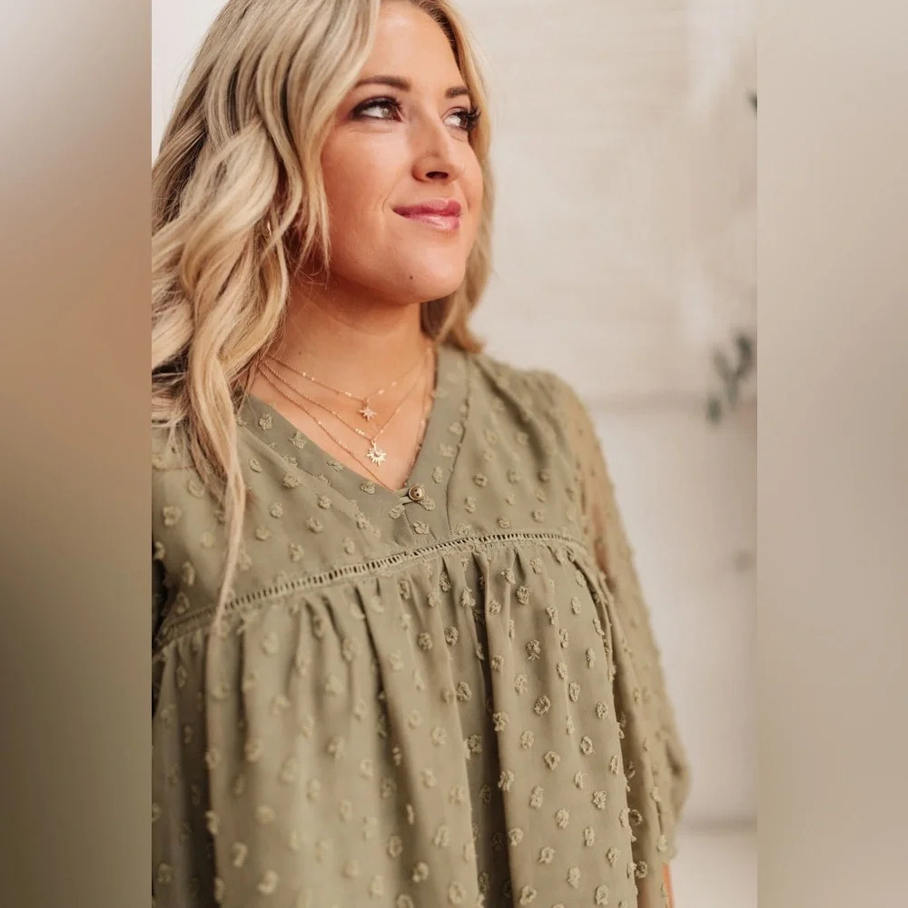 Ave Shops Jessica Swiss Dot Top In Sage - Picture 2 of 6
